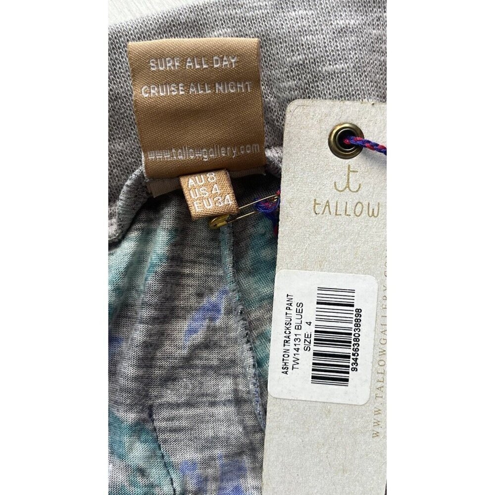 Tallow Ashton Floral Gray Rayon Lounge Track Pants Size 4 — image 4 of 8